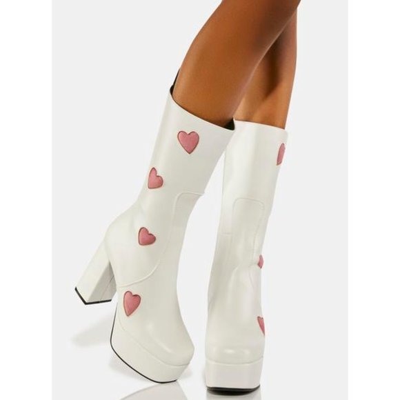 LAMODA Shoes - LAMODA WHITE HEART BOOTS
